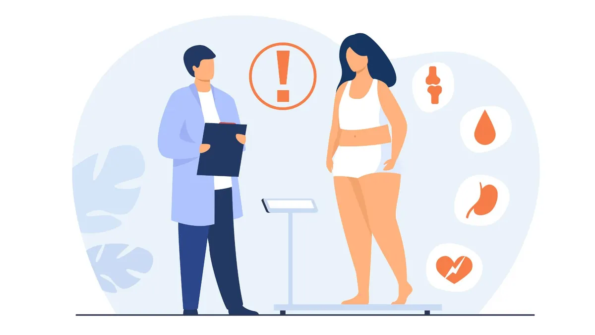Paciente com obesidade em consulta médica