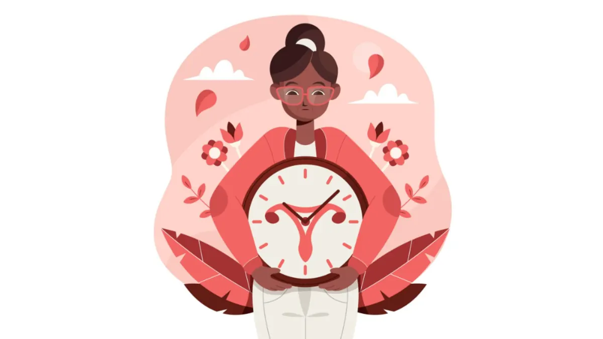 perimenopausa ilustracao mulhe preta relogio